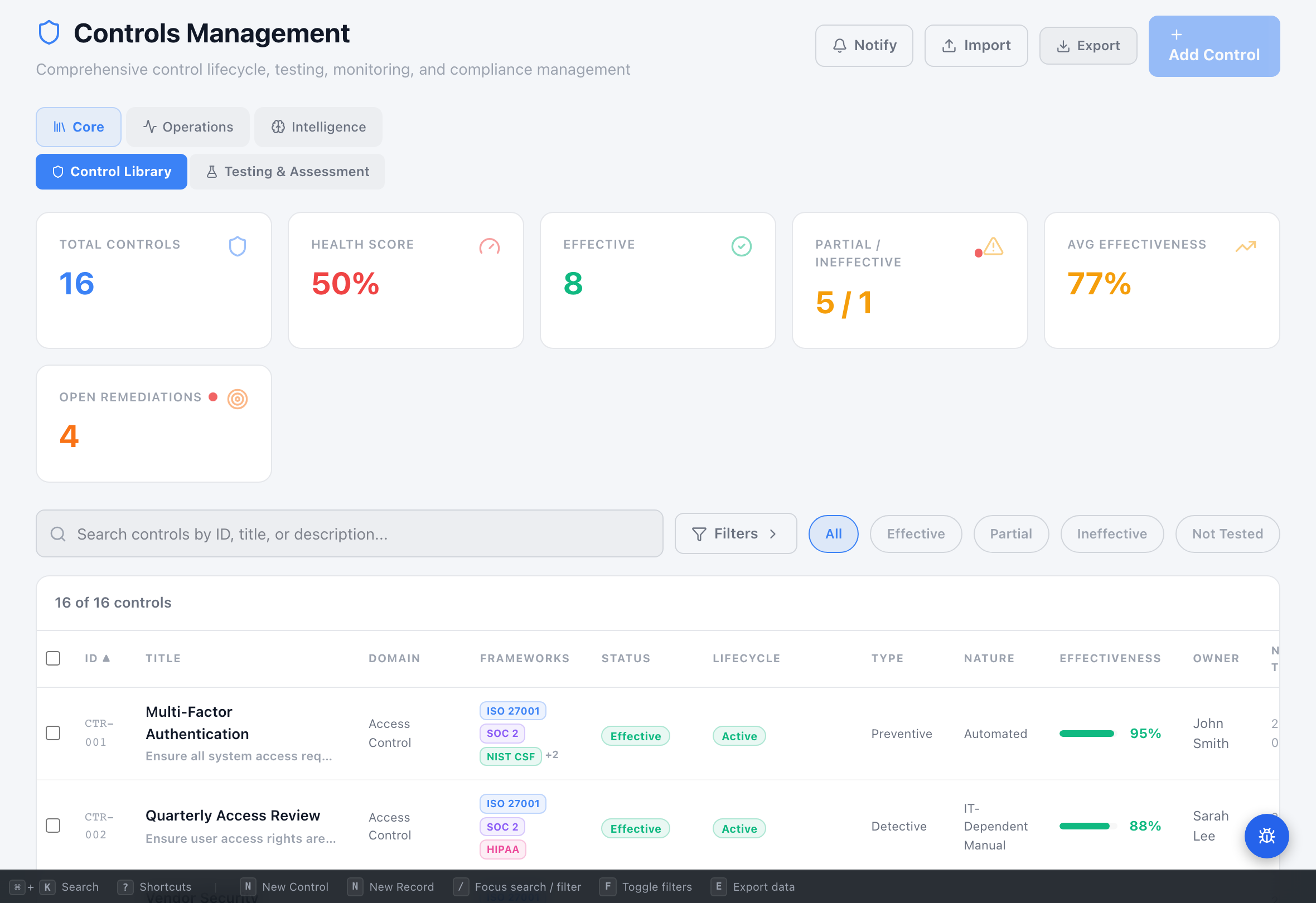 Controls Library — Compliance Enablers platform