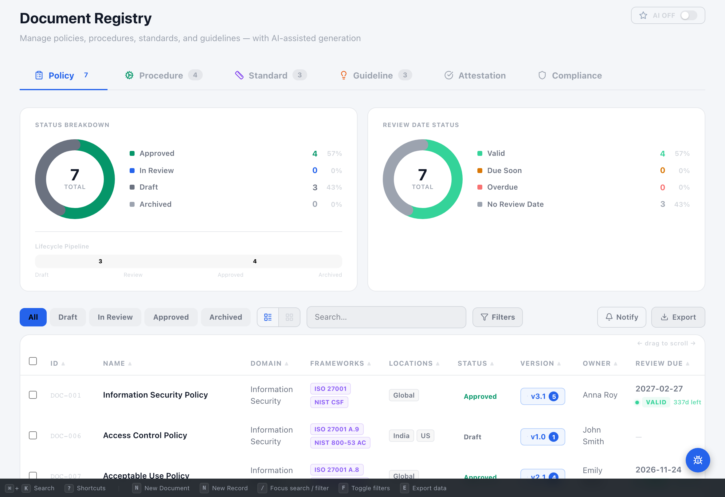 Document Management — Compliance Enablers platform