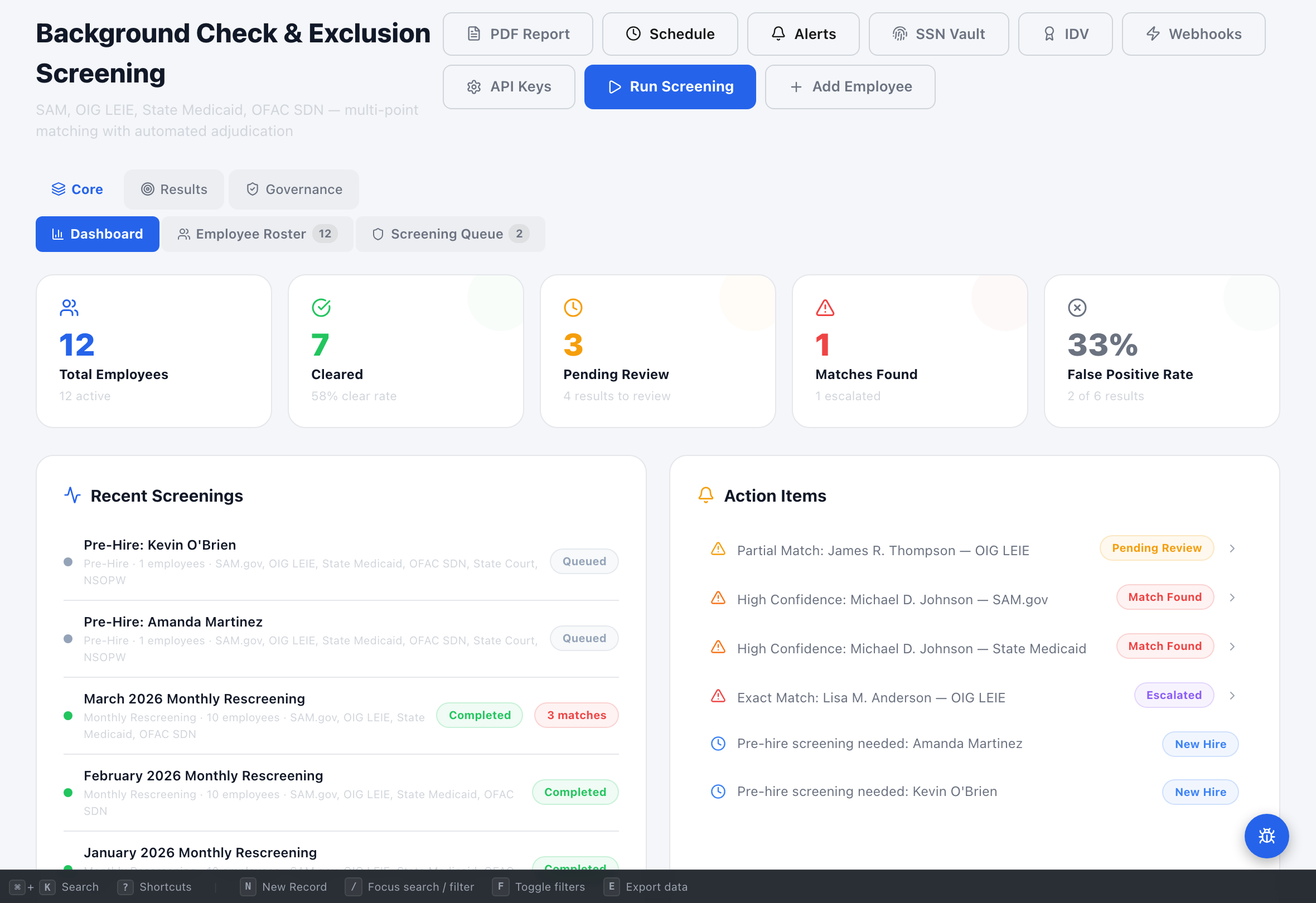 Background Check & Employee Screening — Compliance Enablers platform