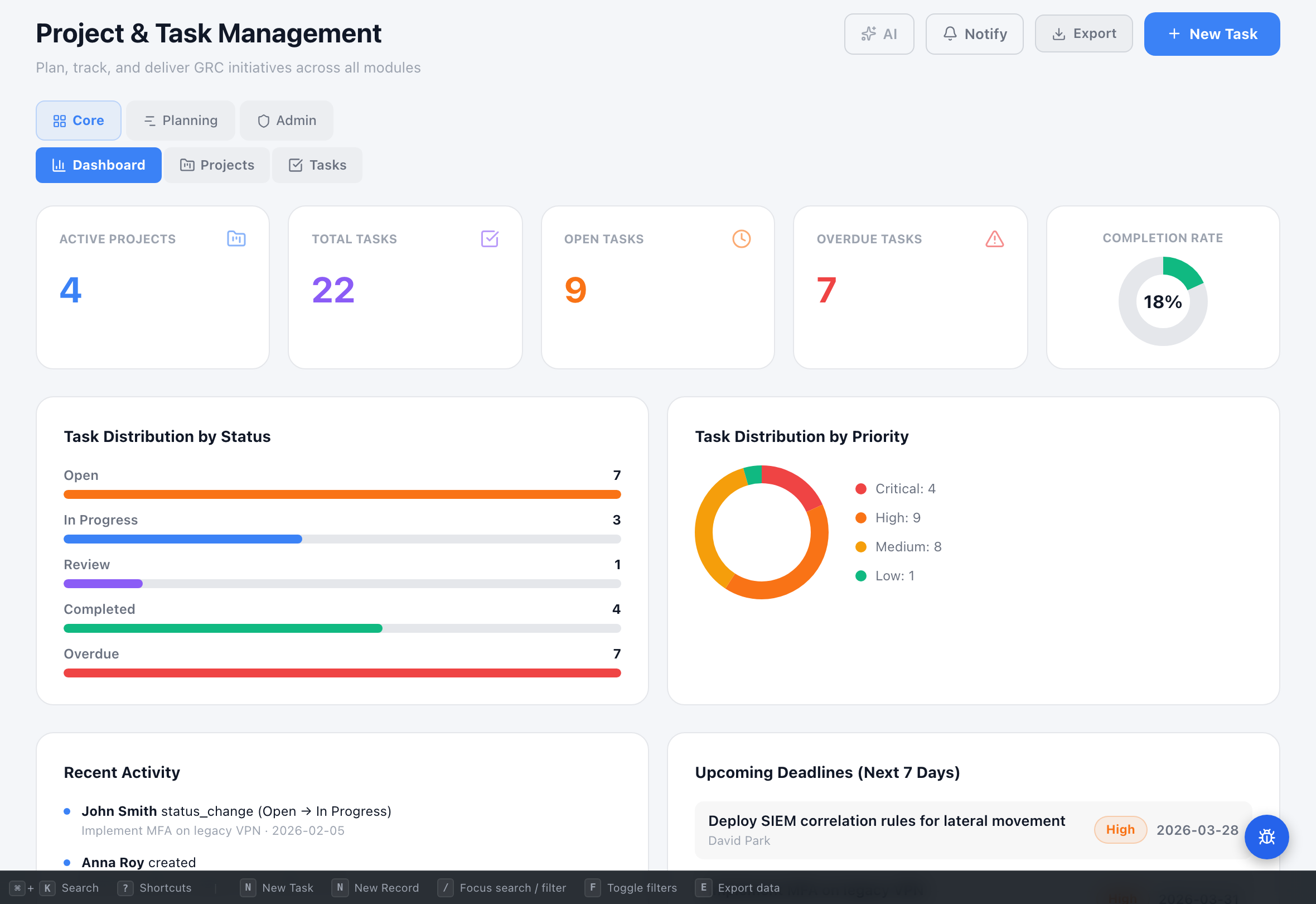 Project & Task Management — Compliance Enablers platform